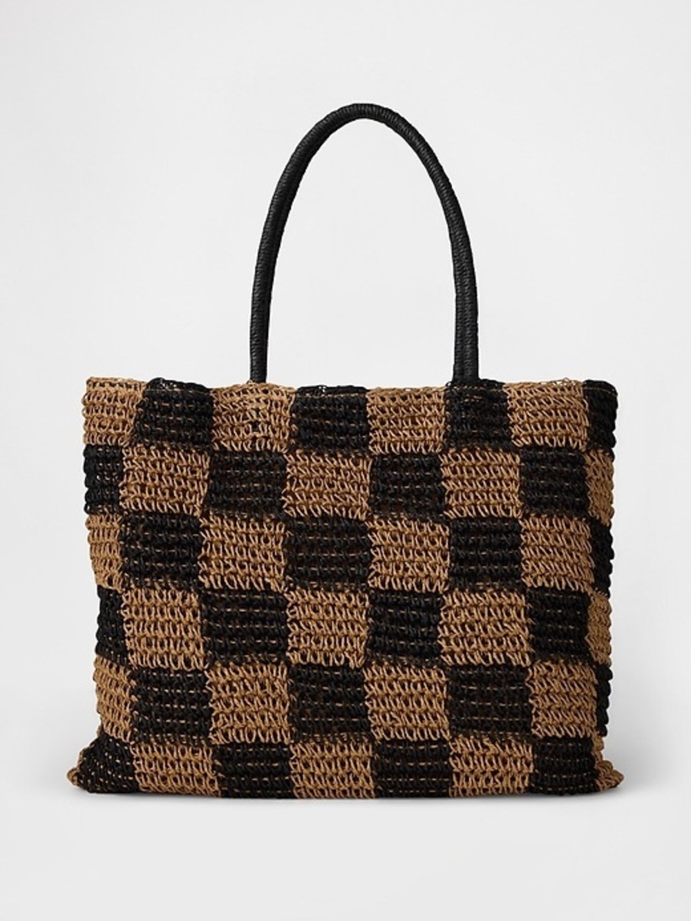 Gap Gingham Straw Tote Bag - Picture 1 of 11